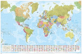 MARCO POLO Weltkarte - Staaten der Erde mit Flaggen, plano in Hülse