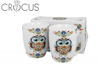 Sada 2ks porcelánových hrnků SOWA ETNO, 360 ml