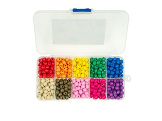 Dřevěné korálky barevné 600 ks v krabičce