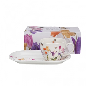 Snídaňová sada - jumbo šálek s dlouhým podšálkem MAY, 450 ml