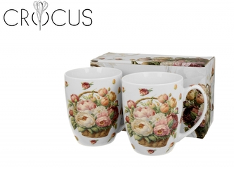 Sada 2 porcelánových hrnků PEONIES 350 ml