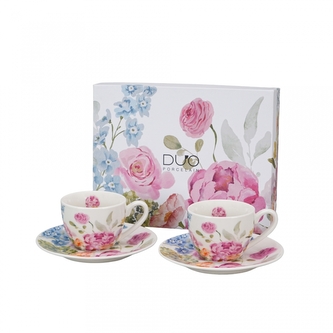 Sada dvou šálků a podšálků 110 ml JUNE v dárkové krabičce