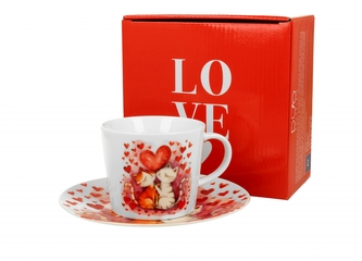 Porcelánový šálek s podšálkem LOVING CATS 240 ml