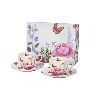 Sada dvou šálků a podšálků 110 ml SUMMER v dárkové krabičce