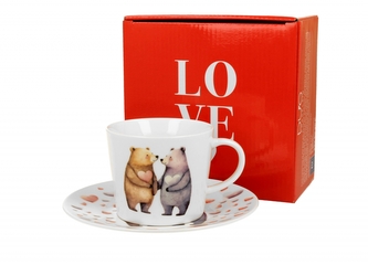 Porcelánový šálek s podšálkem BEARS 240 ml