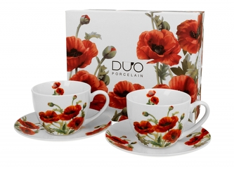 Sada dvou šálků a podšálků 270 ml Classic Poppies v dárkové krabičce