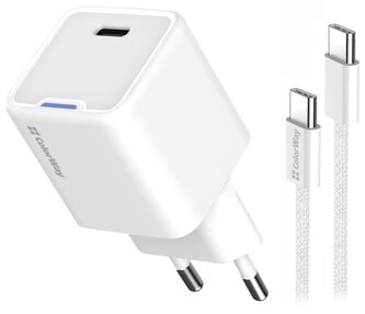 COLORWAY 1x USB-C/ síťová nabíječka/ GaN/ PD/ PPS/ 35W/ Včetně 100cm kabelu/ Bílá