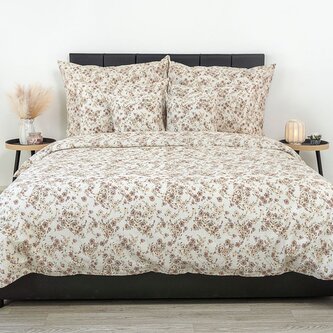 Francouzské krepové povlečení 200x200, 70x90cm Kvítí béžové