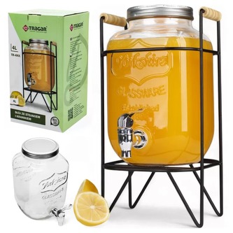 Zásobník láhev sklo 4000ml s kohoutkem ve stojanu  TR-4NX