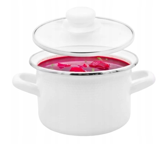 Hrnec smalt ¤22cm 5L s poklicí  3D bílá