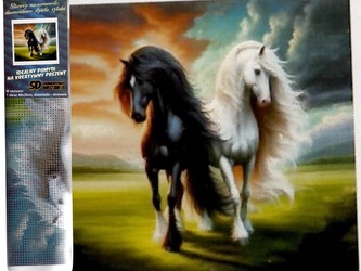 Diamantové malování 30x40cm  koně v běhu v bouři