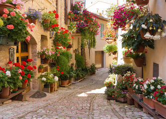 Diamantový obrázek- Ulička plná květin 30x40cm