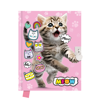 Památník JUNIOR 14x18 cm, 80 list. čistý se zámkem - Meow