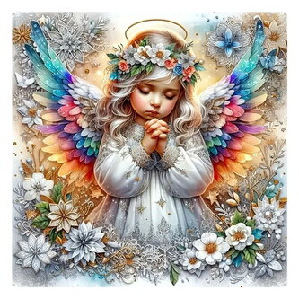 Diamantový obrázek- Andělíček s duhovými křídly 30x40cm