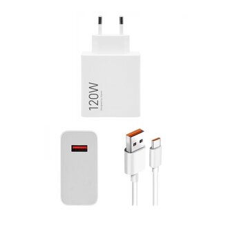 Xiaomi MDY-14-EE USB-A 120W Cestovní Nabíječka + USB-C 6A Datový Kabel White (Pošk. Balení)