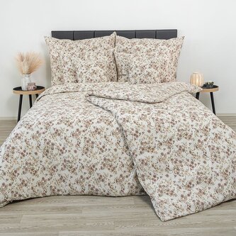 Klasické krepové povlečení 140x200, 70x90cm Kvítí béžové