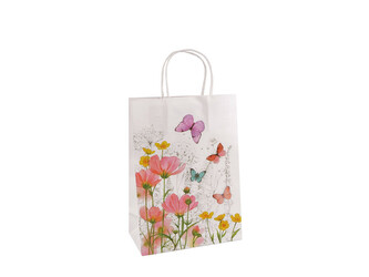 Dárková taška květy a motýli - 12 ks - 2 (15x21 cm) bílá