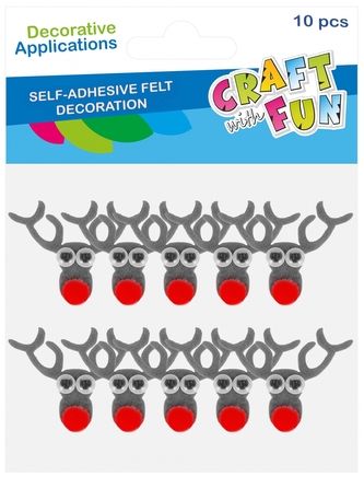 Ozdoba dekoracyjna filcowa samoprzylepna Renifer 10szt. Boże Narodzenie CRAFT WITH FUN 545817