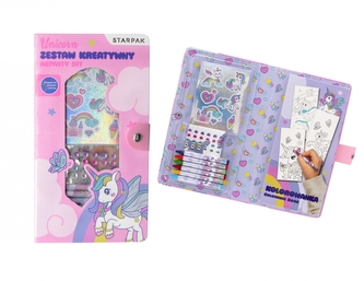 Zestaw kreatywny do kolorowania  naklejki, kredki, diamenciki Unicorn STARPAK 552493
