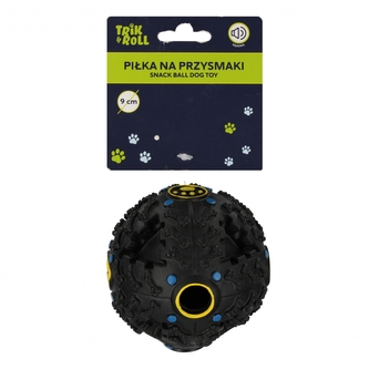 Piłka dla psa z dźwiękiem 9cm na przysmaki czarna TRIK&ROLL 560874