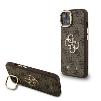 Guess PU 4G Metal Logo Stand Camera Frame Zadní Kryt pro iPhone 13 Brown Guess PU 4G Metal Logo Stand Camera Frame Zadní Kryt pro iPhone 13 Brown