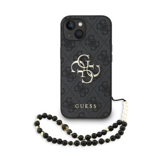 Guess PU 4G Metal Logo Strap Zadní Kryt pro iPhone 15 Black