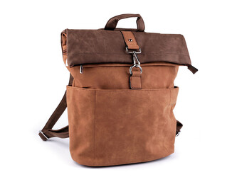 Dámský batoh / kabelka 2v1 z imitace broušené kůže 35x37 cm - 1 ks - 4 hnědá koňak