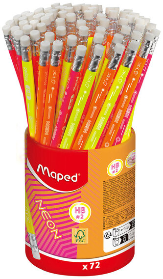 Ołówek z gumką Neon HB op 72szt., Maped
