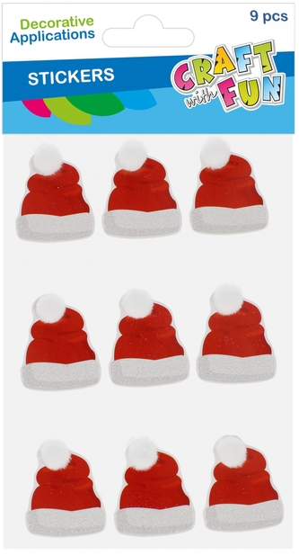 Naklejki Czapeczki  9szt. Boże Narodzenie CRAFT WITH FUN 545865