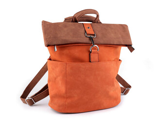 Dámský batoh / kabelka 2v1 z imitace broušené kůže 35x37 cm - 1 ks - 1 oranžová