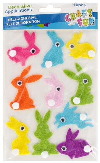 Ozdoba dekoracyjna samoprzylepna filc Królik Wielkanoc op.10 szt. CRAFT WITH FUN 554228 Ozdoba dekoracyjna samoprzylepna filc Królik Wielkanoc op.10 szt. CRAFT WITH FUN 554228