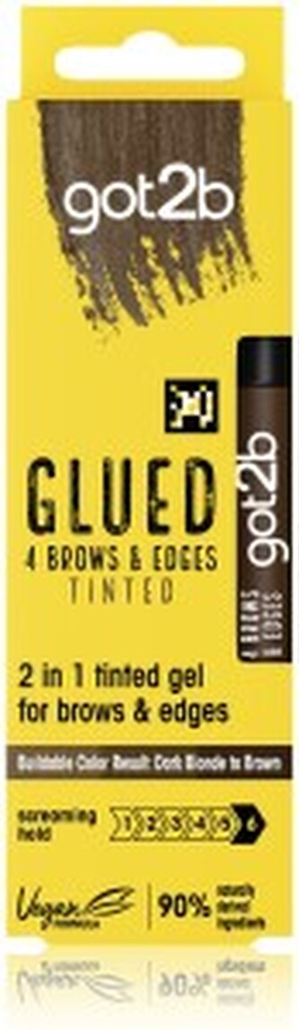 got2b Glued Brows & Edges Tinted barevný gel na obočí a "baby" vlásky 2 v 1 Hnědý 16ml