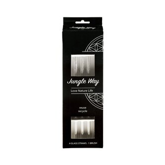Designová skleněná brčka Jungle Way 4ks, s čistícím kartáčkem