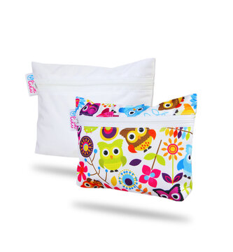 Malá taštička 2 ks (veselé sovičky, bílá)