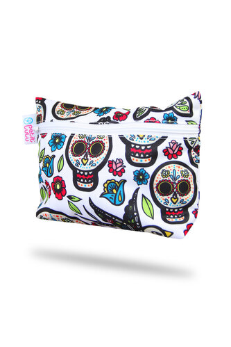 Malá taštička - Mexické lebky (na bílé)