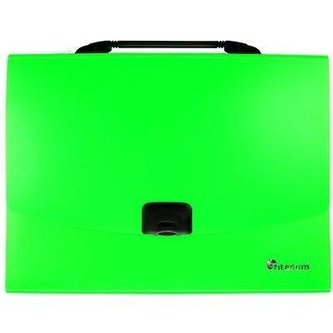 Teczka A4 z rączką 12 przegródek fluo zielona