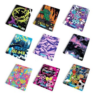Spirálový sešit "Fantasy colours", A4+, čtverečkovaný, 60 listů, skate, MITAMA 62621-90077
