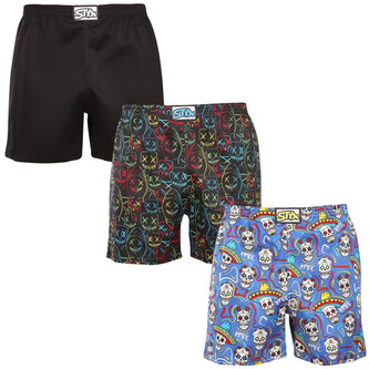 3PACK pánské trenky na spaní Styx vícebarevné (3DTP09036) XXL