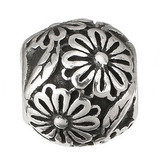 K0129 Navlékací ocelový přívěšek korálek s kytičkami - květiny