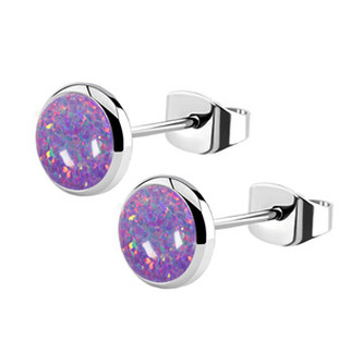 NB1-OP38 Ocelové náušnice, OPÁL 6 mm