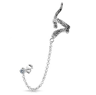 OP1003 Ocelová náušnice s klipem - had