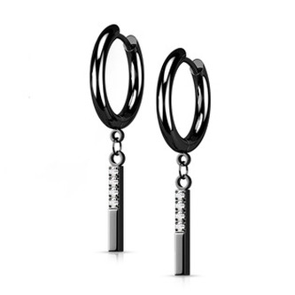 OPN1842-K Černé visací ocelové náušnice