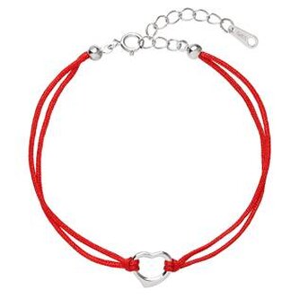 EG7237-R Červený náramek proti uhranutí stříbrné srdíčko - srdce