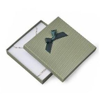 KR0187-G Velká krabička na soupravu šperků zelená, bílé puntíky