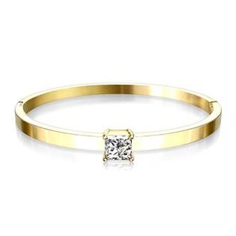 OPA1645-GD Zlacený otevírací ocelový náramek s kamínkem