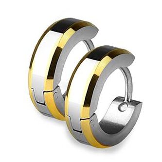 OPN1270-GD Ocelové náušnice - kroužky se zlacenými okraji