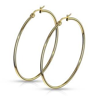 OPN1190-55 Zlacené ocelové náušnice - kruhy 55 mm