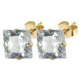 OPN1417 Pozlacené ocelové náušnice - zirkony 6 x 6 mm