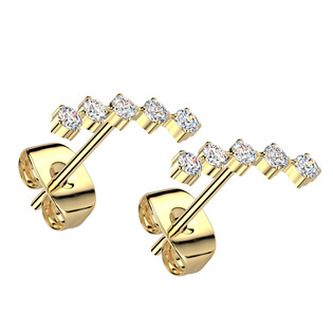 OPN2017-GD Zlacené ocelové náušnice se zirkony