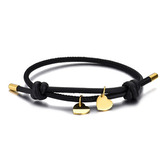 OPA301-GD Kožený náramek se zlacenými srdíčky - srdce